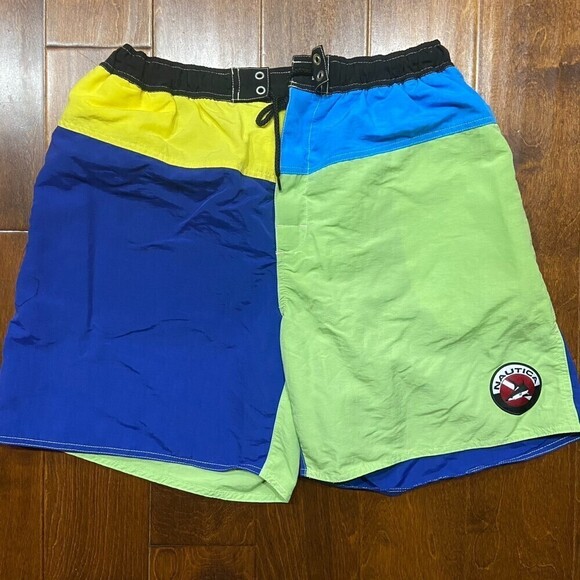 Nautica Vintage Color Block Board Surf Swim Trunks Shorts Men's Size XL - Picture 2 of 7